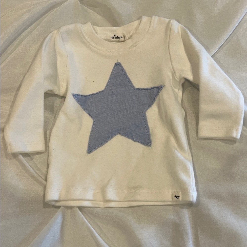 White Oh Baby Set with Blue Star size 0/3 month - Picture 2 of 5
